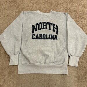 Vintage 90s North Carolina Reverse Weave Crewneck Men's Large Gray Sweatshirt